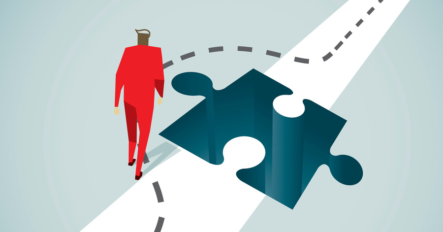 Puzzle piece in the middle of road