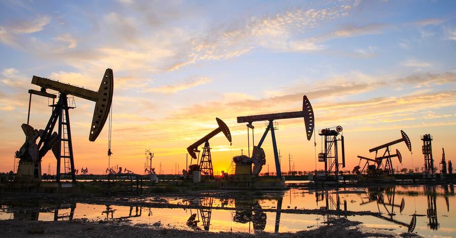 A field of oil drills