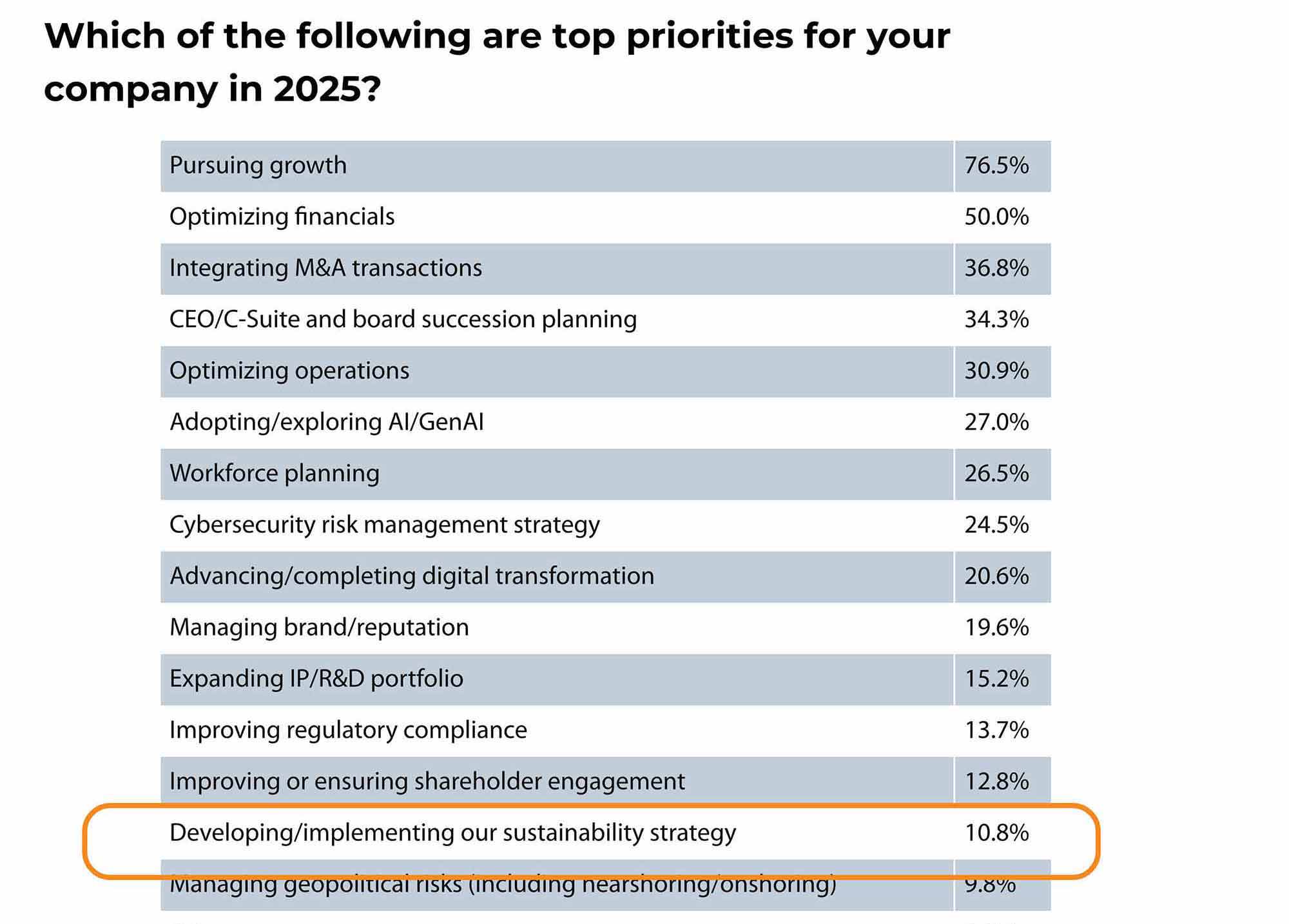 Top priorities for companies in 2025